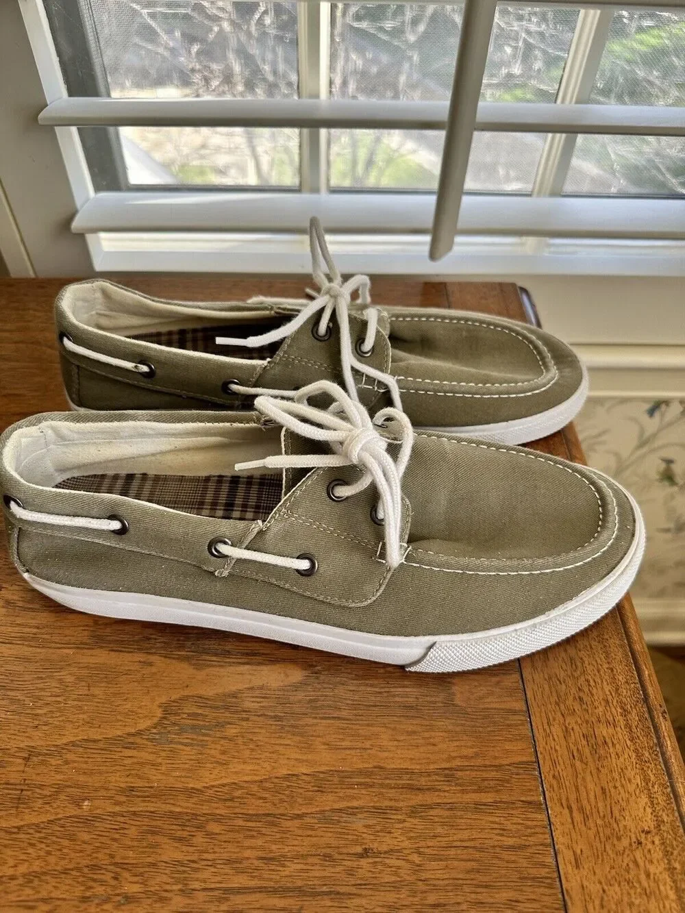 THOM MCAN GRAY CANVAS BOAT DECK MENS Size 9 SHOES